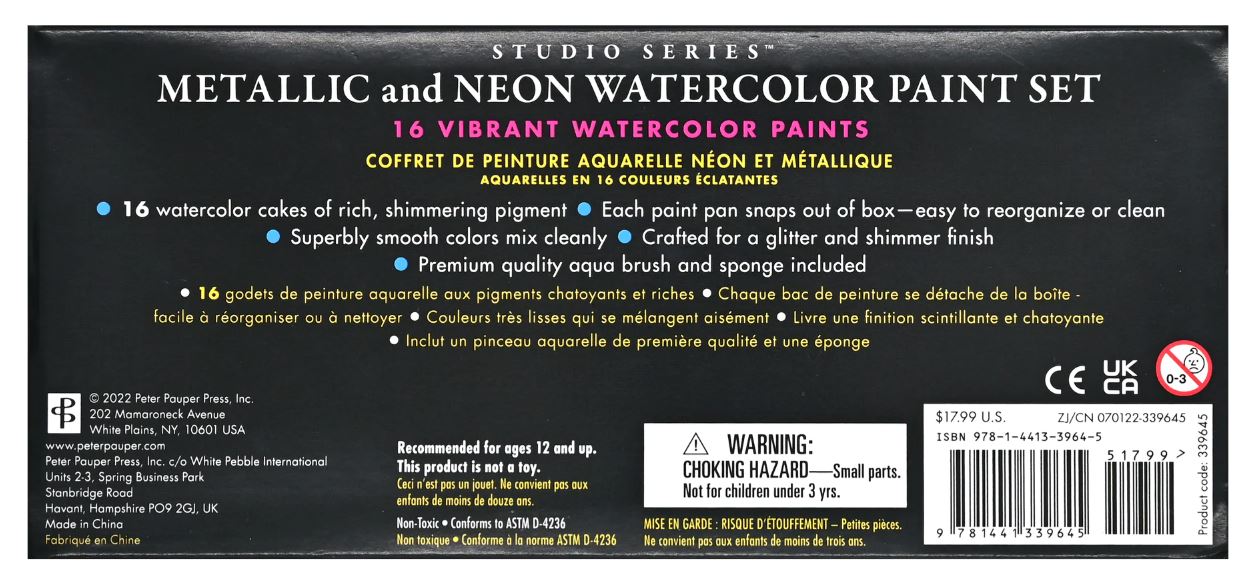 Art Center Watercolor Paint Set Metallic & Neon 18 colors by Homeportonline