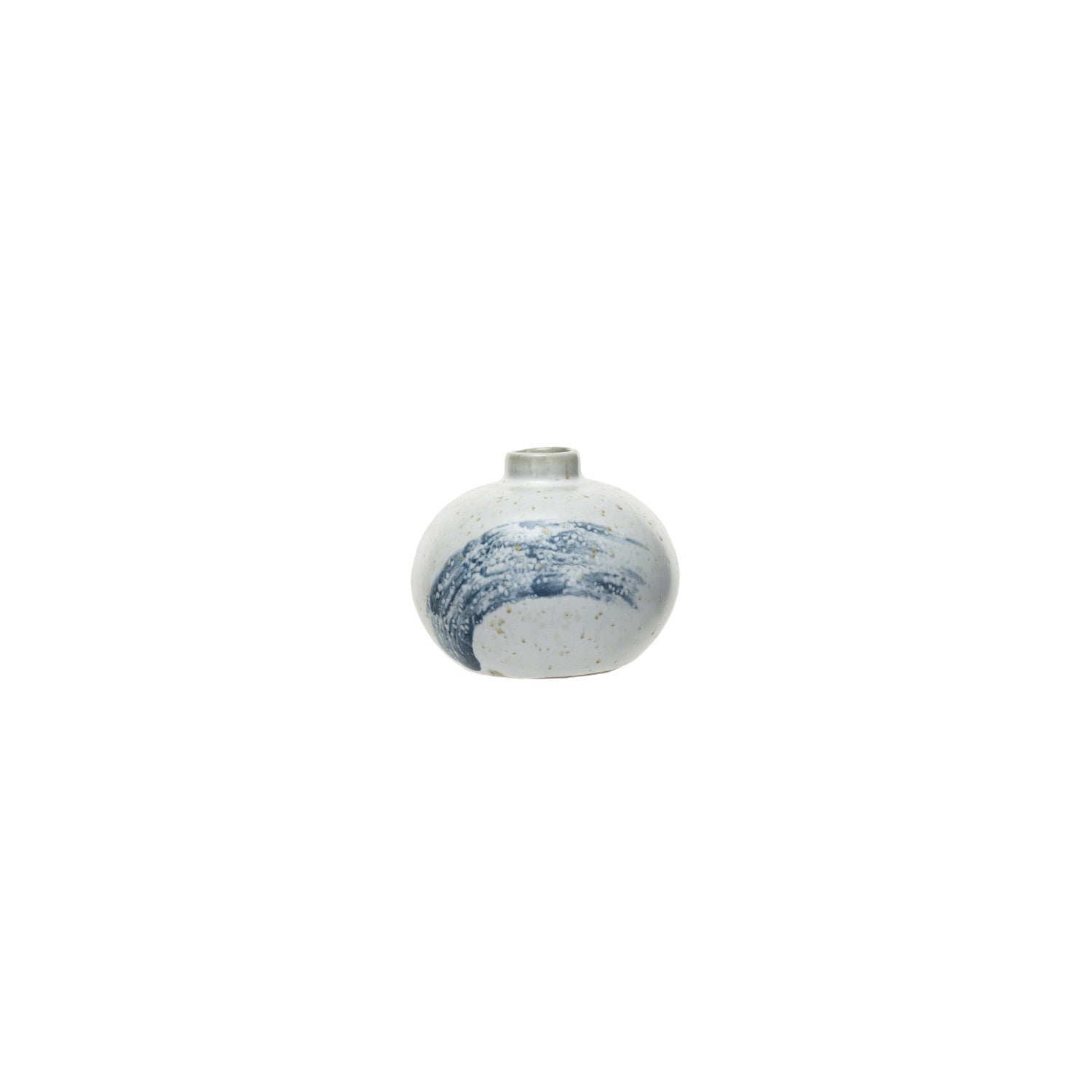 Vase Hand-Painted Stoneware Blue & Cream Small by Homeportonline
