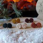 Knitted Sweater Clay Stud Earrings