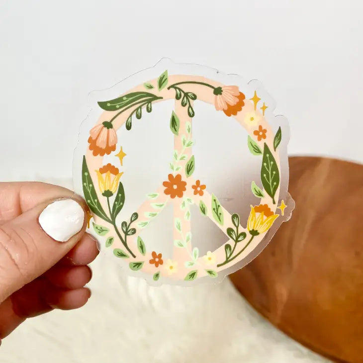 Floral Peace Sign Clear Sticker by Wild Lark