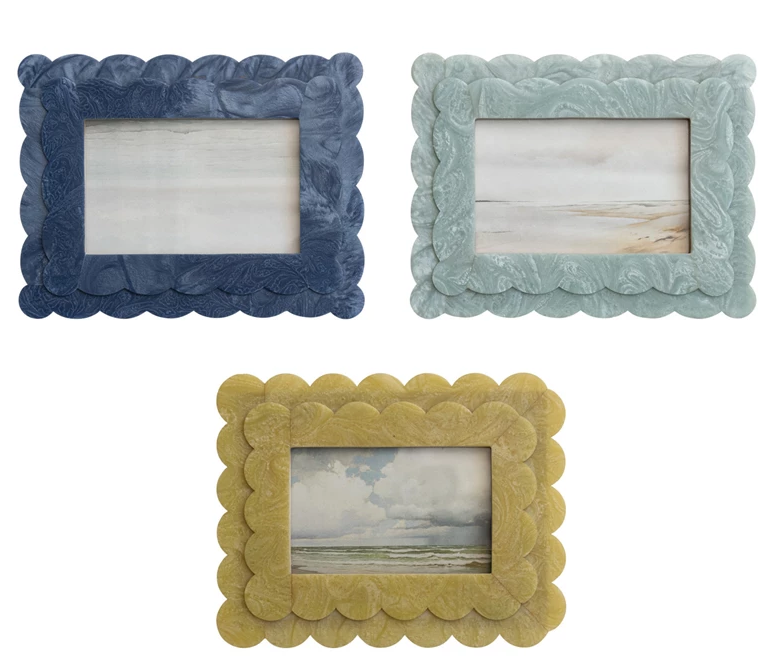 Frame Resin Scalloped Double Layered 3 Colors Available Holds 4"x 6" (Sold Individually) by Homeportonline