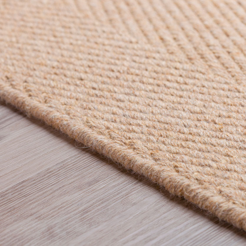 Monaco Herringbone Wool Rug Ecru 5' x 7'6" by Homeportonline