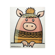 SWEDEdishcloths - Swedish Dishcloth Peeking Pig Spongecloth by SidePony Boutique