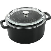 Cookware - Staub Cocotte w/ Glass Lid 4qt Black by Homeportonline