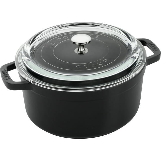 Cookware - Staub Cocotte w/ Glass Lid 4qt Black by Homeportonline
