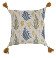 Pillow Botanical Print Cotton With Corner Tassels 16" Square by Homeportonline
