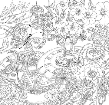 Artist's Adult Coloring Book Zen Garden by Homeportonline