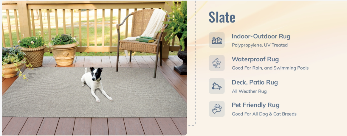 Ultra Durable Braided Rectangular Rug Slate 6' X 9' by Homeportonline