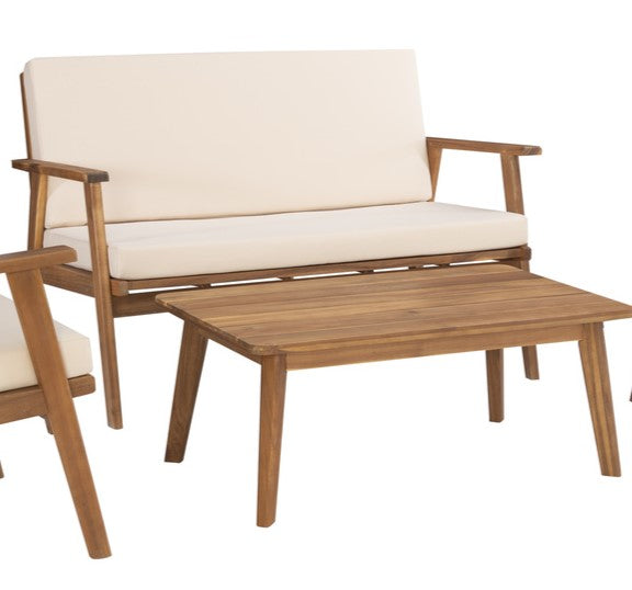 Cosgrove Acacia Wood Patio Chat Set Natural Cushion by Homeportonline