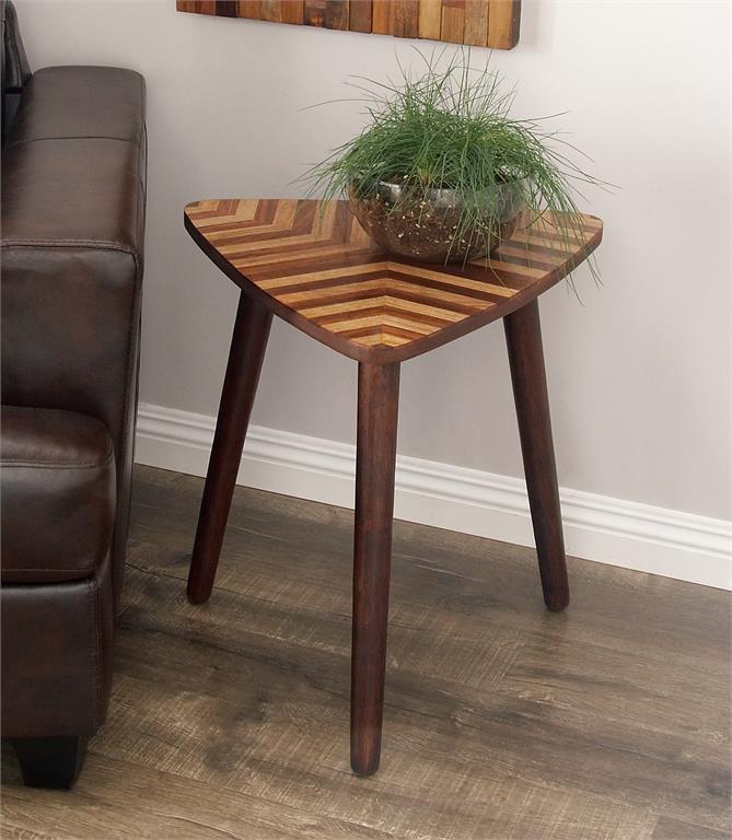Table Wooden Triangle Accent 20in W X 22in H by Homeportonline