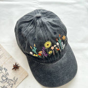 Colorful Flower Garden Embroidered Baseball Cap