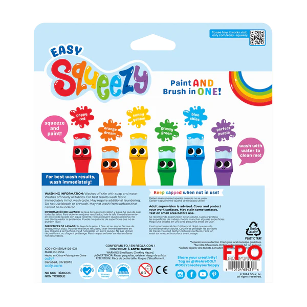 Easy Squeezy Poster Paint Brushes Set of 6 by Homeportonline