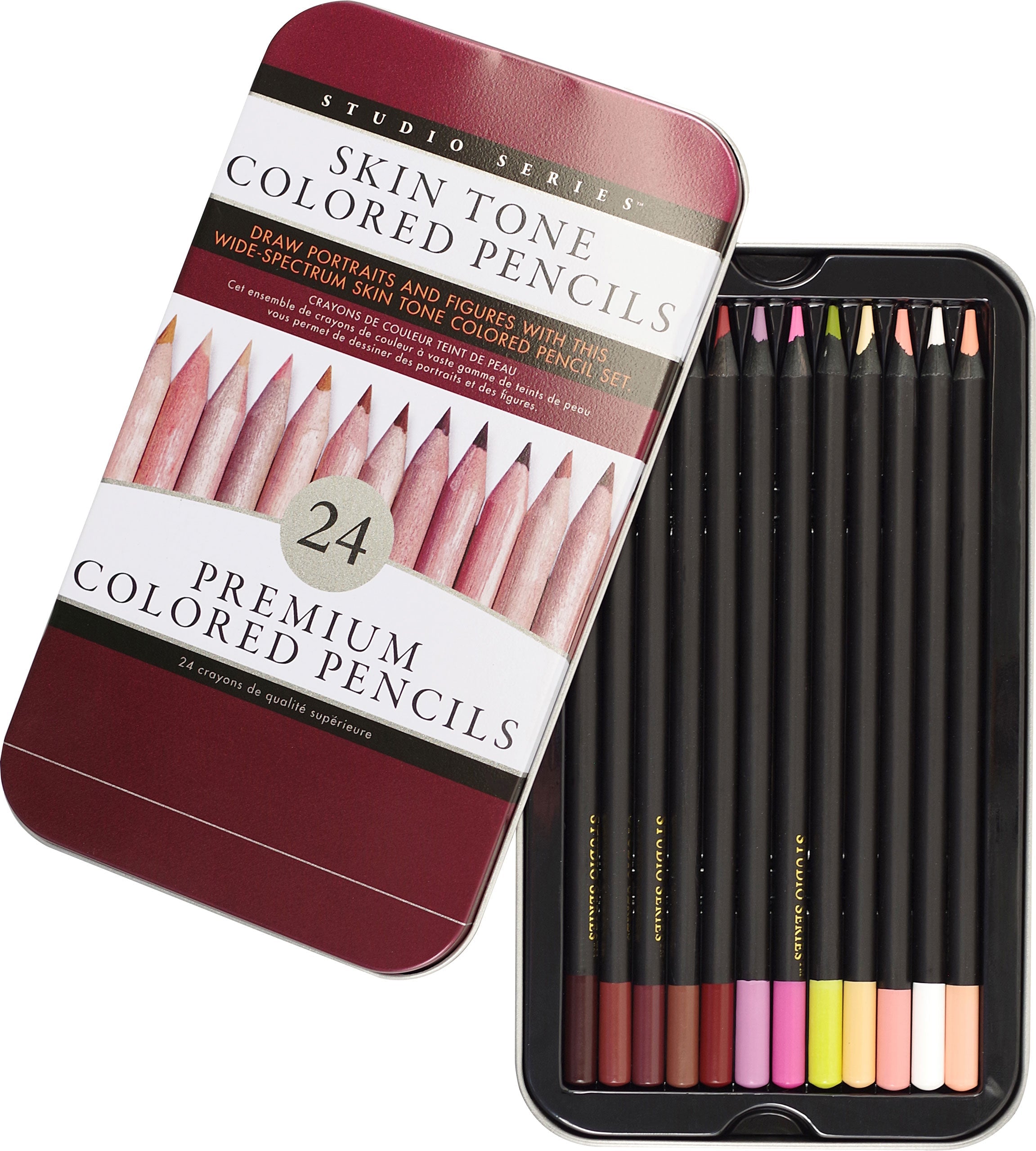 Art Center Colored Pencil Skin Tones Set 24 in Storage Tin by Homeportonline