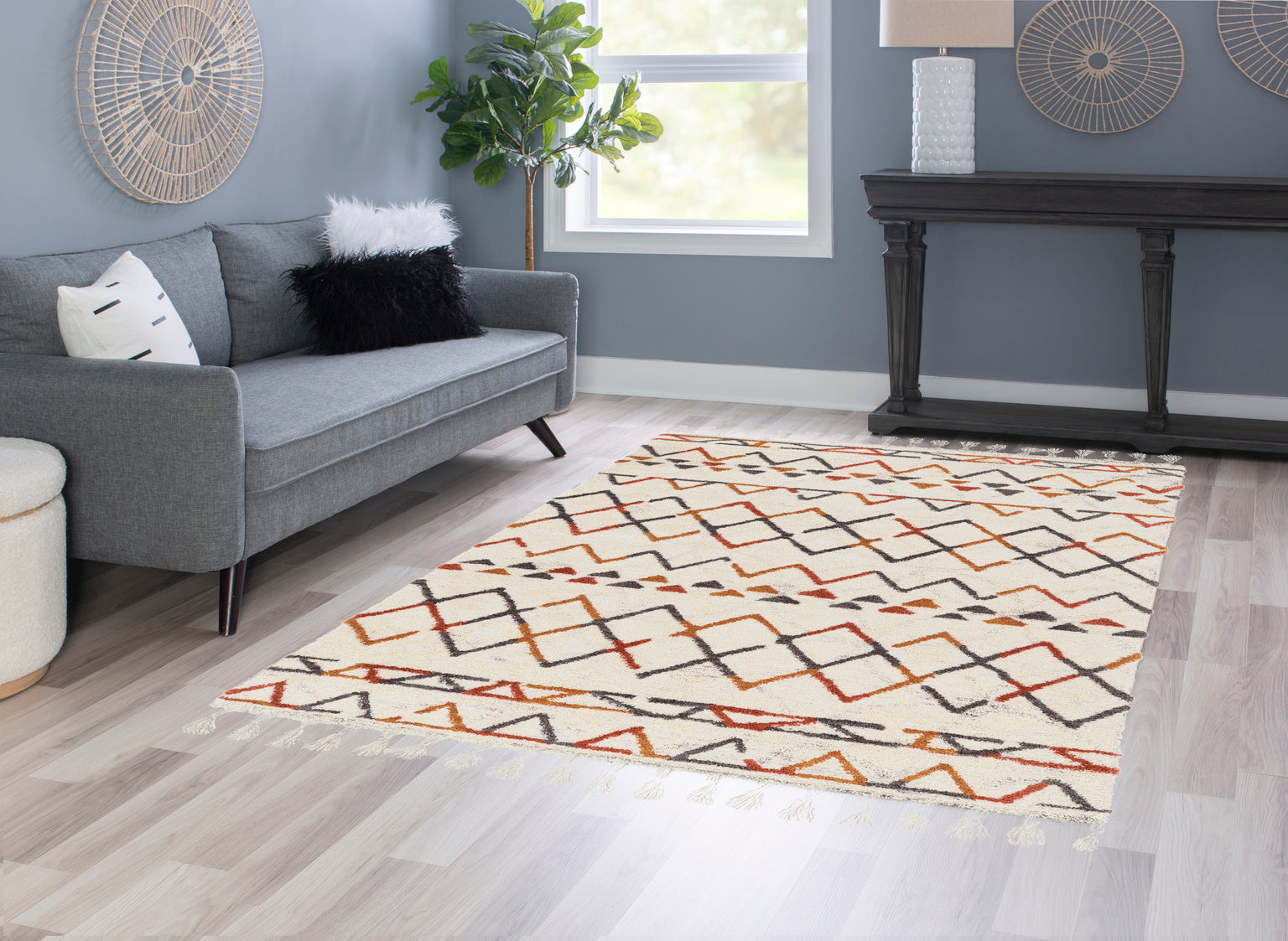 Marrakech Zig Ivory and Multi Rug 5ft x 7ft by Homeportonline