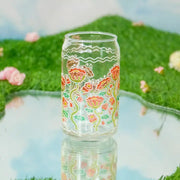 Pretty Poppy 16 oz. Can Glass| Stained Glass Flower Design