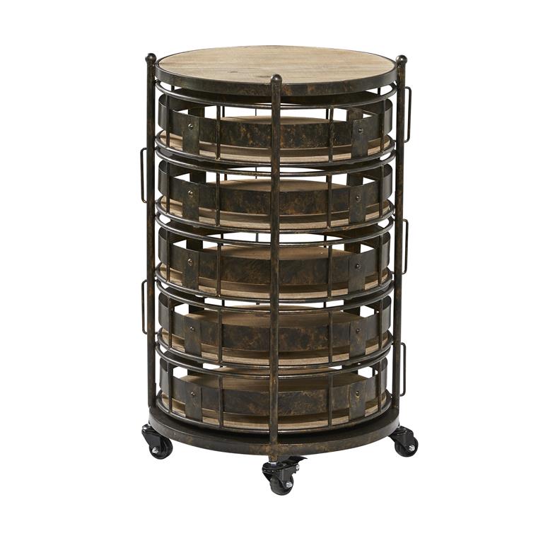 Brown metal Kitchen Rolling Cart - 6 Shelves by Homeportonline
