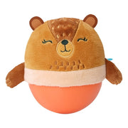 Manhattan Toy Wobbly Bobbly Bear Weighted  Soft Silicone Wobble Ball with Embroidered Plush Baby & Toddler Toy