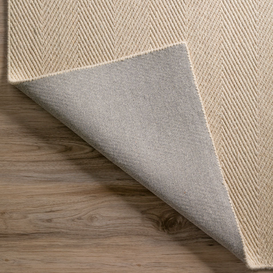 Monaco Herringbone Wool Rug Linen 5' X 7'6" by Homeportonline
