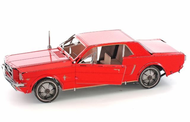 Metal Model Kit Vehicle Car Ford Mustang Coupe 1965 Red by Homeportonline