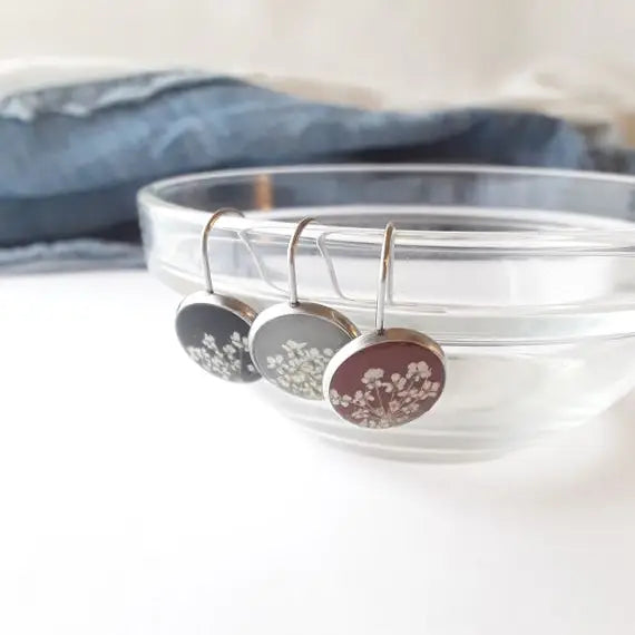 Real Flower Dangle Earrings