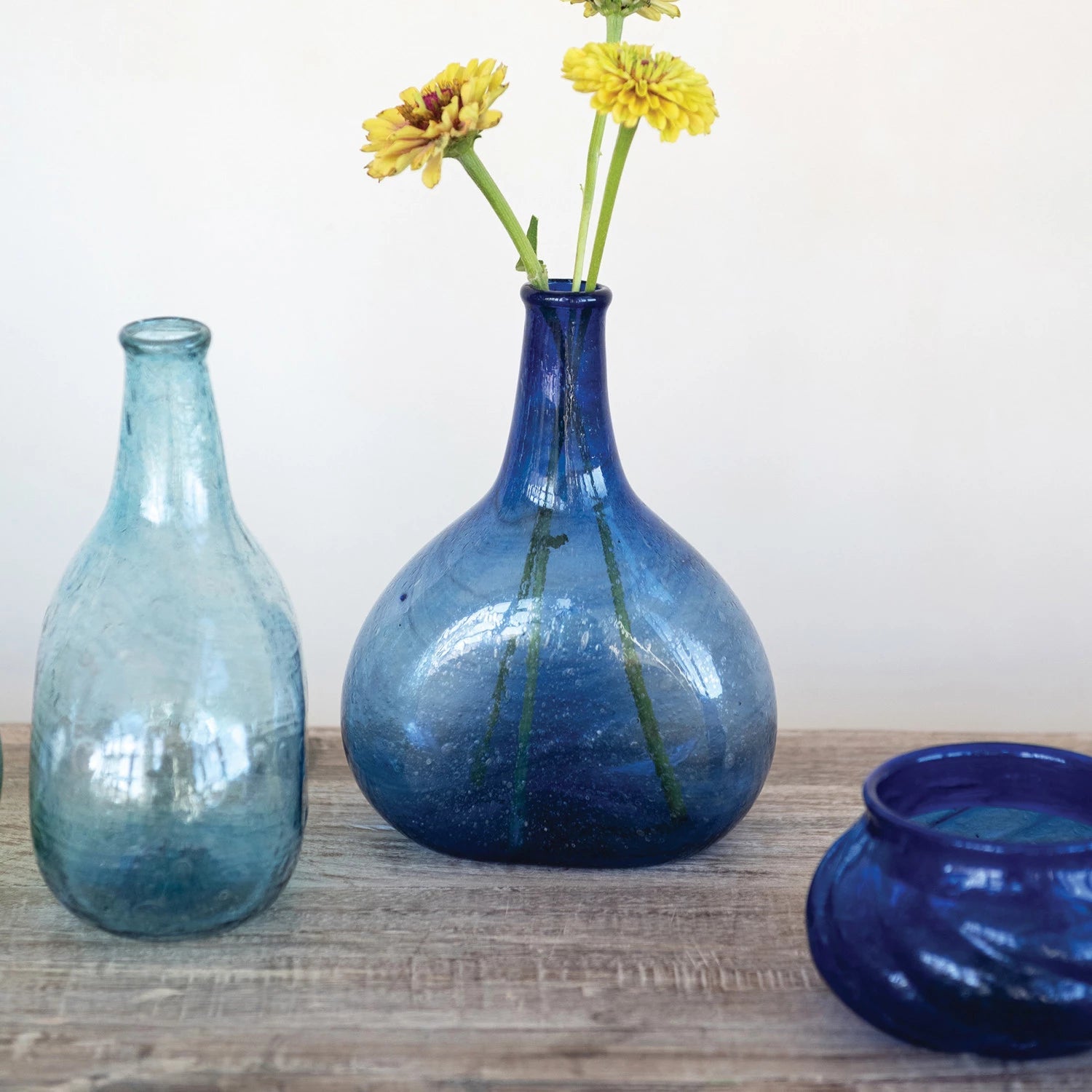 Vase Seeded Glass Decanter Shape 3 Colors 8"h (Sold Individually) by Homeportonline