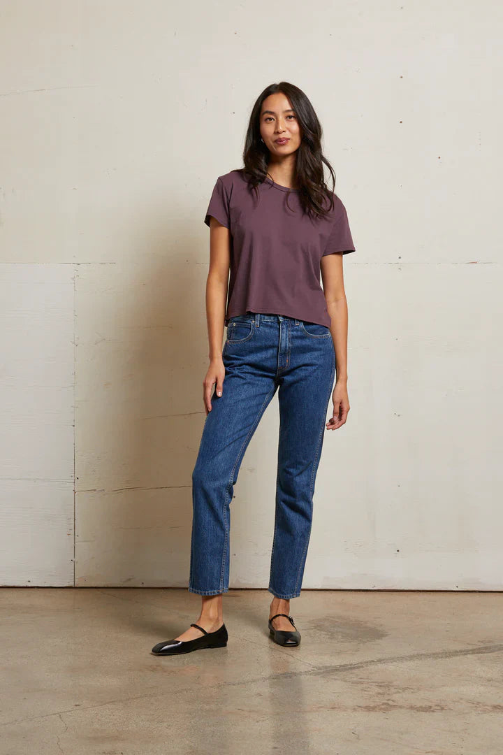 Perfectwhitetee Harley Crew Tee Plum by Dear Lucy