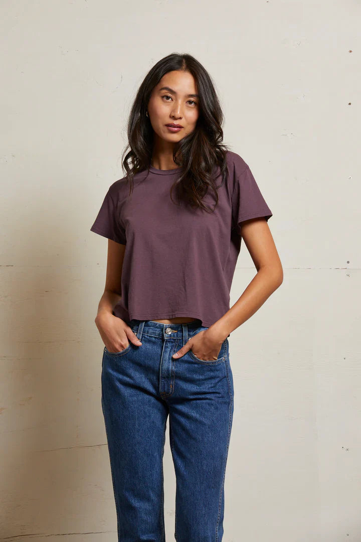 Perfectwhitetee Harley Crew Tee Plum by Dear Lucy