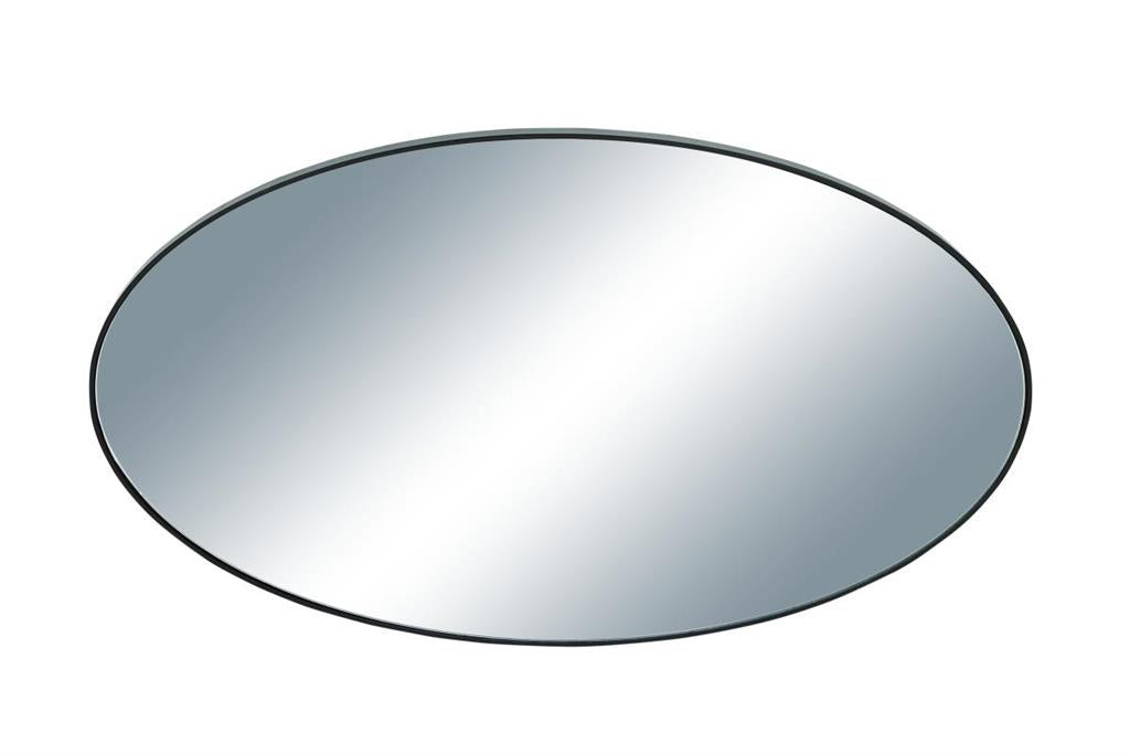 Black Wood Oval Shaped Wall Mirror by Homeportonline