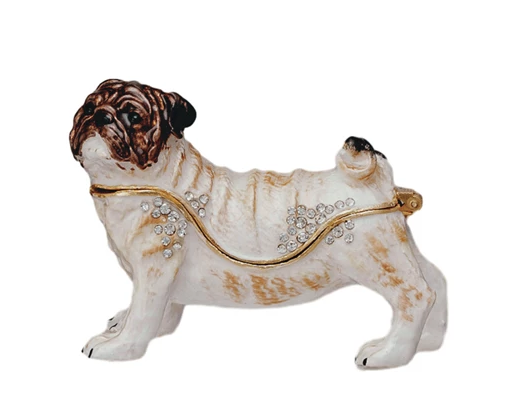 Trinket Box Enameled Metal Pug 3"l x 2"h by Homeportonline