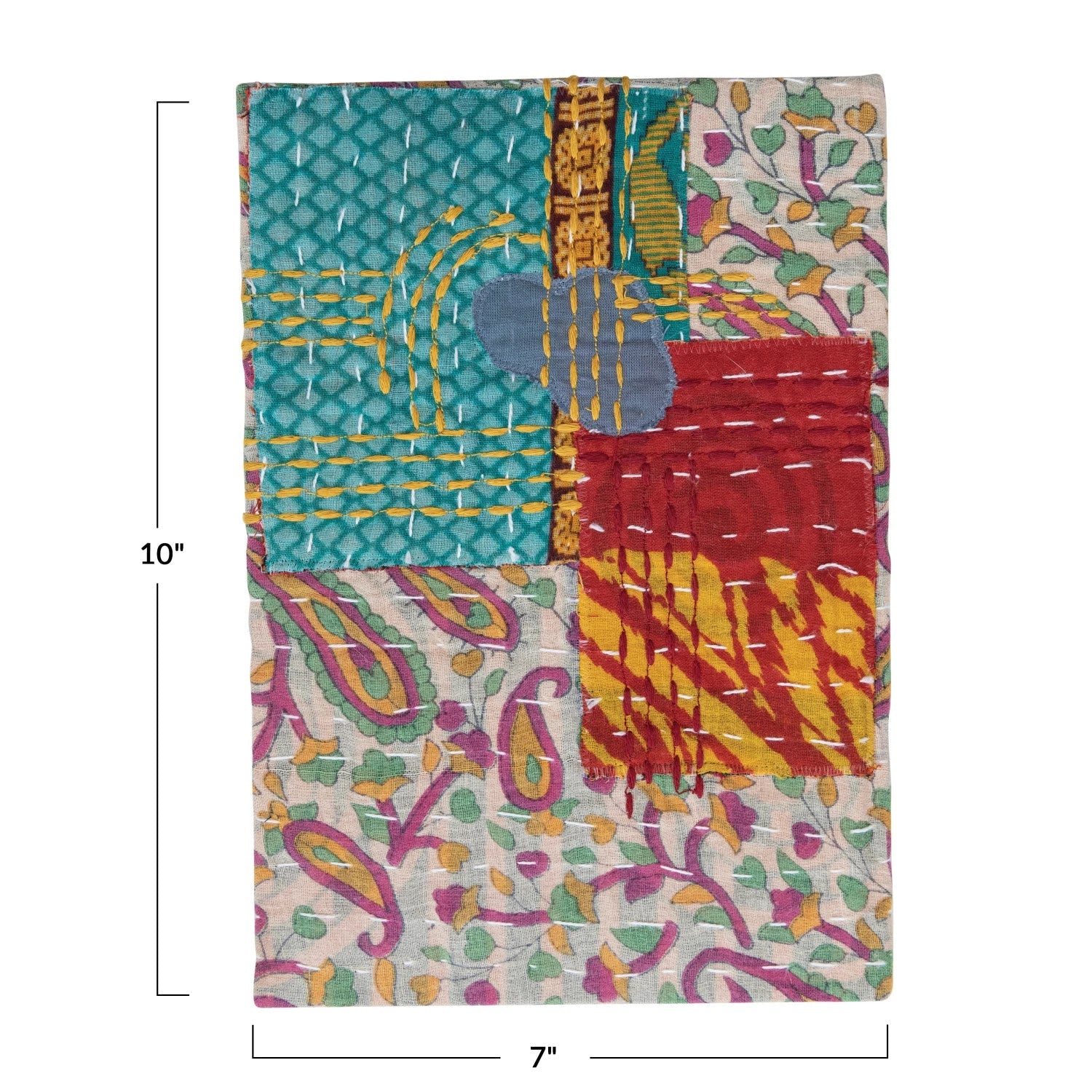 Kantha Fabric Covered Journal 7"x 10"h by Homeportonline
