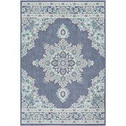 Alfresco Navy Background Teal Aqua Accents Outdoor Rug 3'7" X 5'7" by Homeportonline