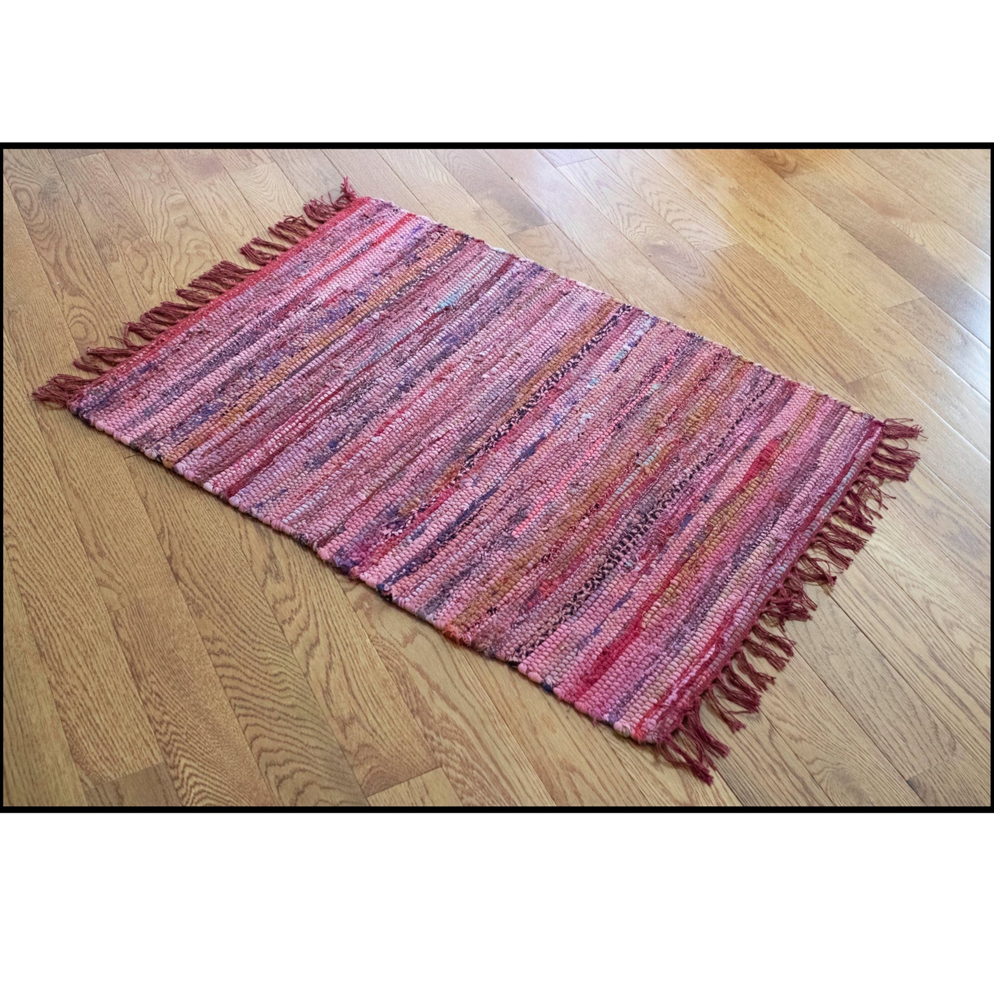 Rag Rug Overdyed Cotton Rust 2'x3 by Homeportonline