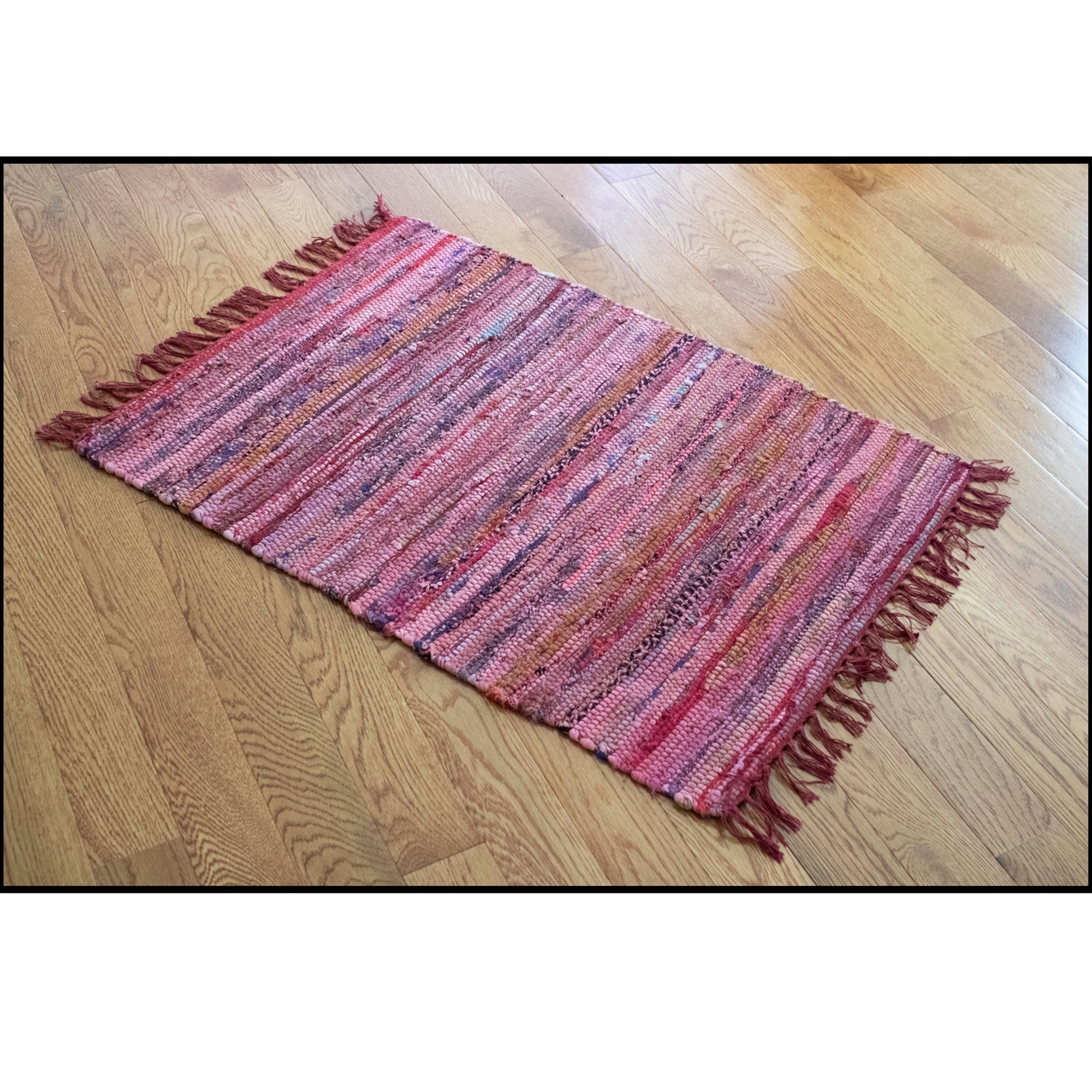 Rag Rug Overdyed Cotton Rust 2'x3 by Homeportonline