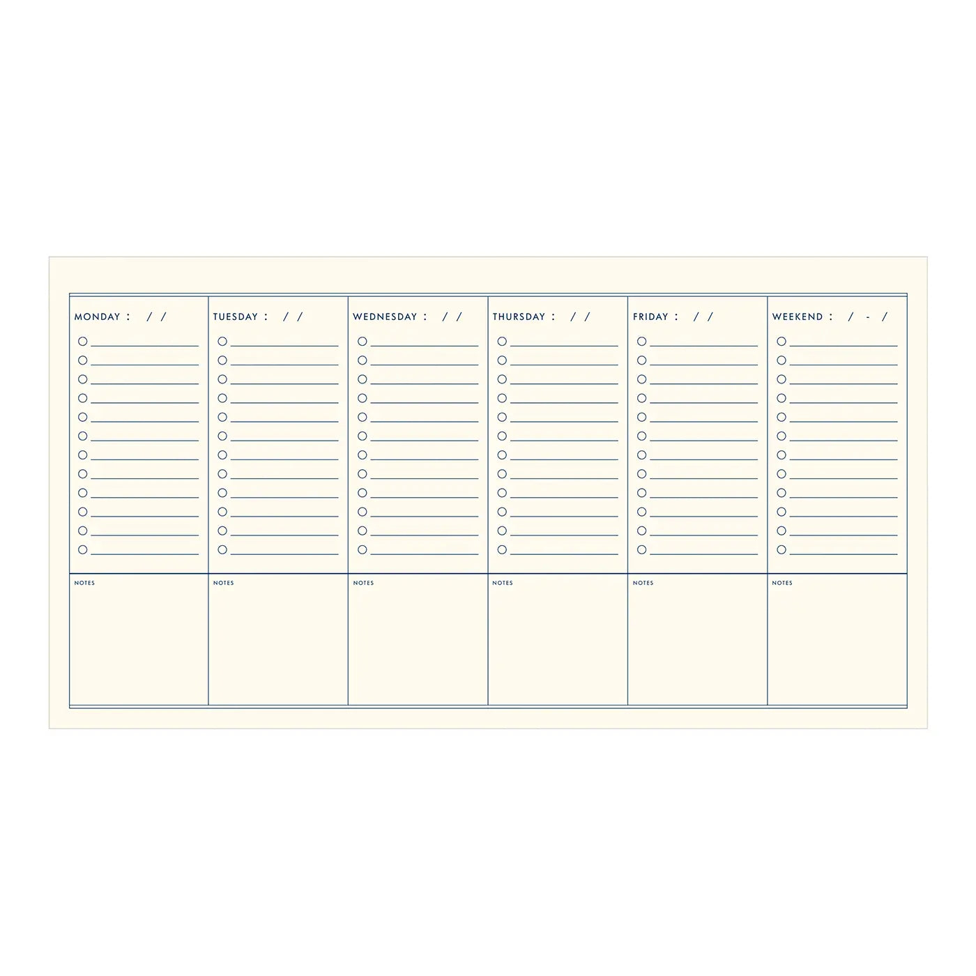 Undated Weekly Planner