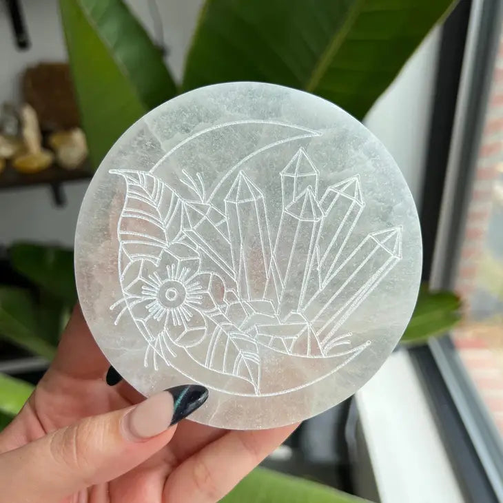 Selenite Etched Crystal Plate by Wild Lark