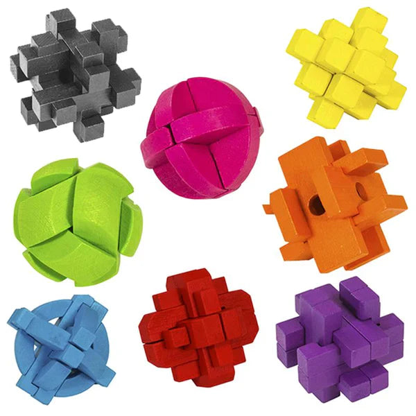 Brain Teaser Color Block Wooden Puzzle (Sold Individually) by Homeportonline