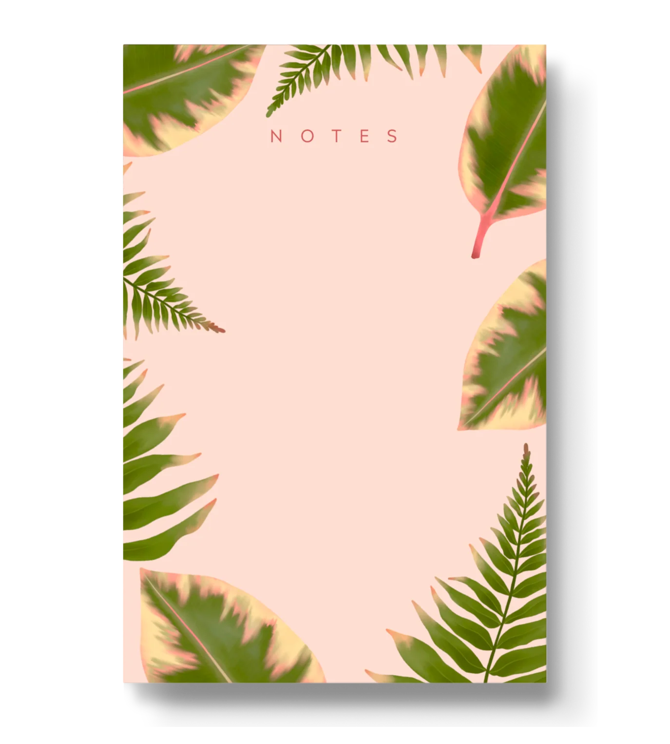 Pink Fern Leaves Notepad