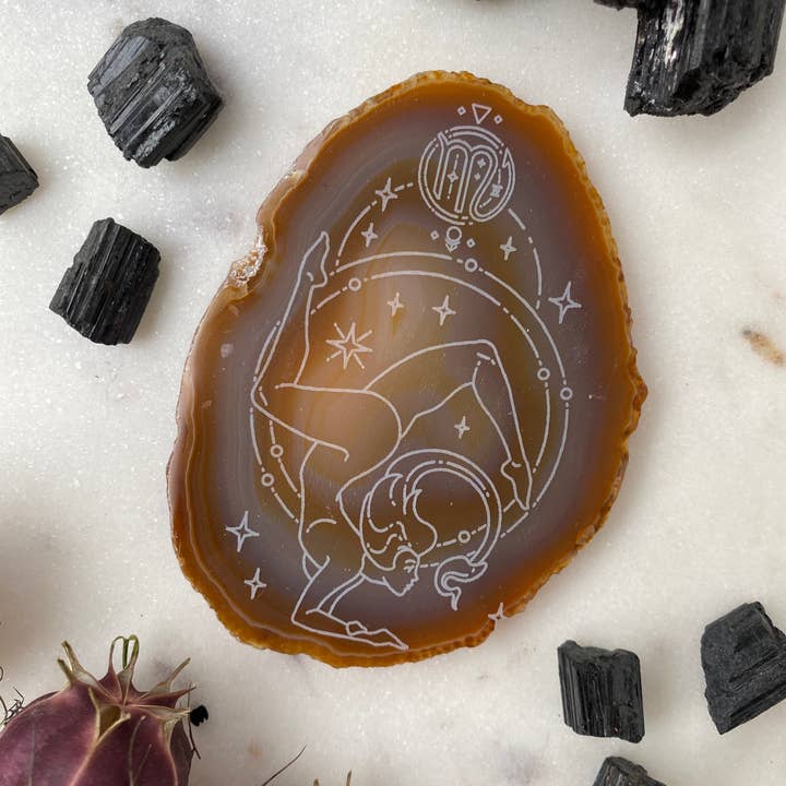 Zodiac Symbol Agate Slices Astrology Sign Horoscope
