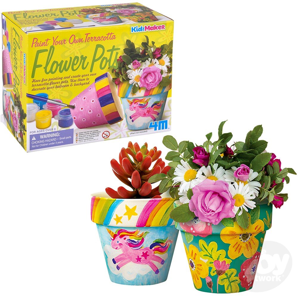 4M KidzMaker Kit Paint Your Own Flower Pot by Homeportonline