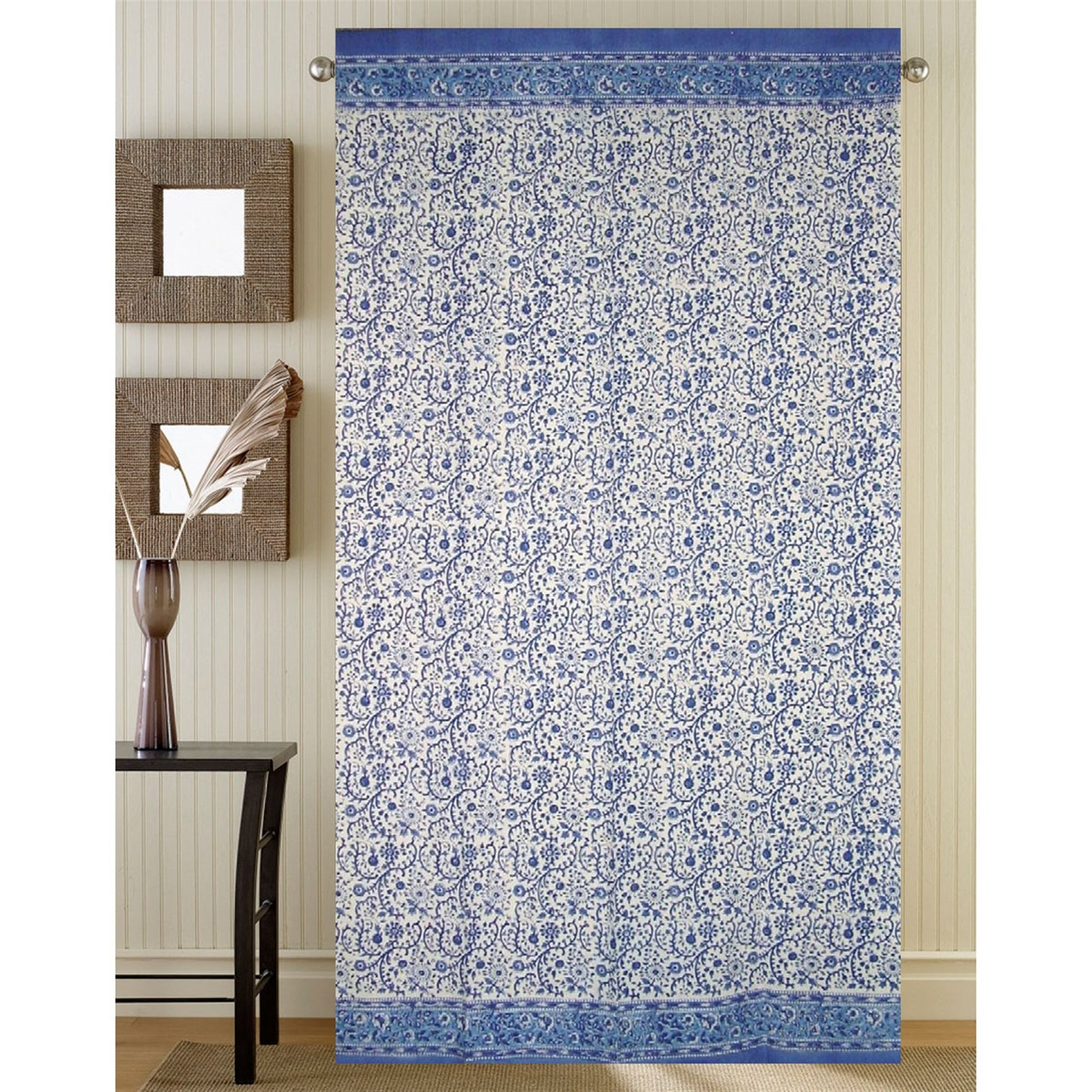 Window Panel Rajasthan Floral Blue and White (Buti by Homeportonline