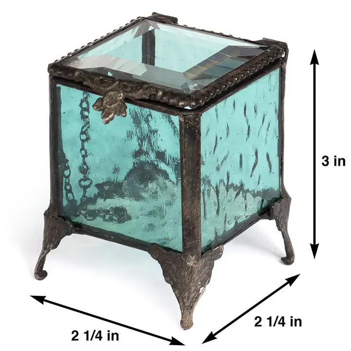 Turquoise Blue Stained Glass Jewelry Box