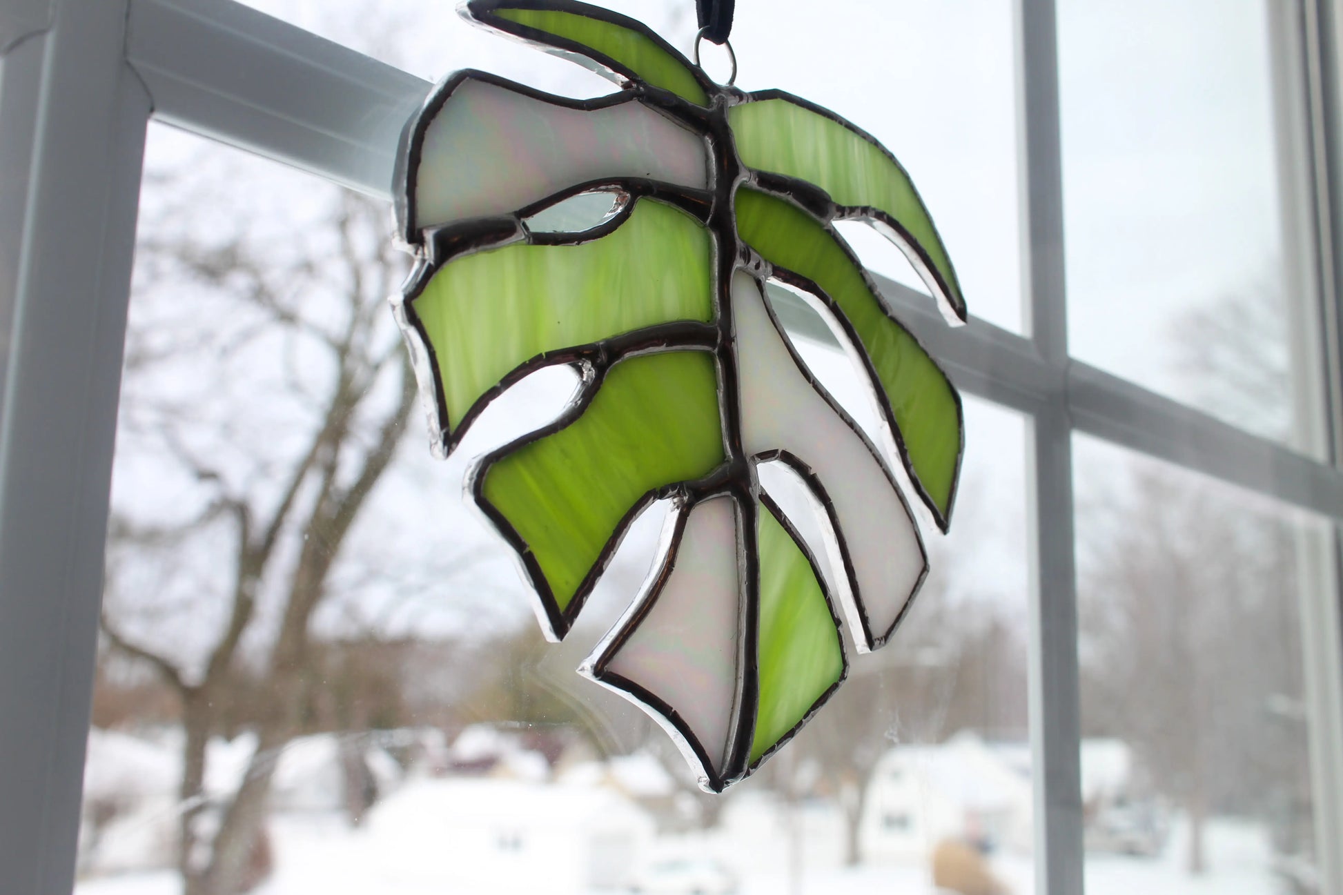 Monstera Leaf Stained Glass Suncatcher by Wild Lark