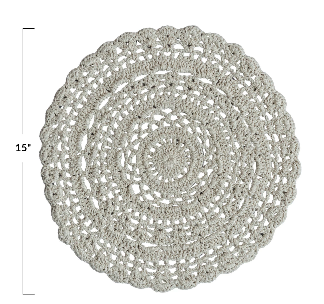 Doily Cotton Blend Crocheted Natural 15"d by Homeportonline