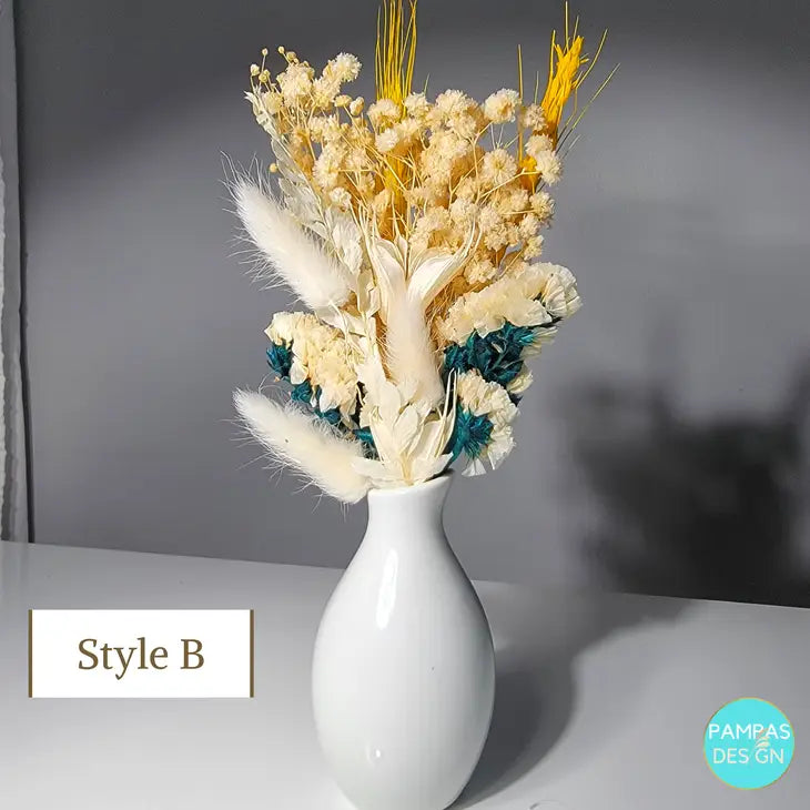 Mini Dried Flower Bouquet - 6 Color Schemes Available (vase not included)