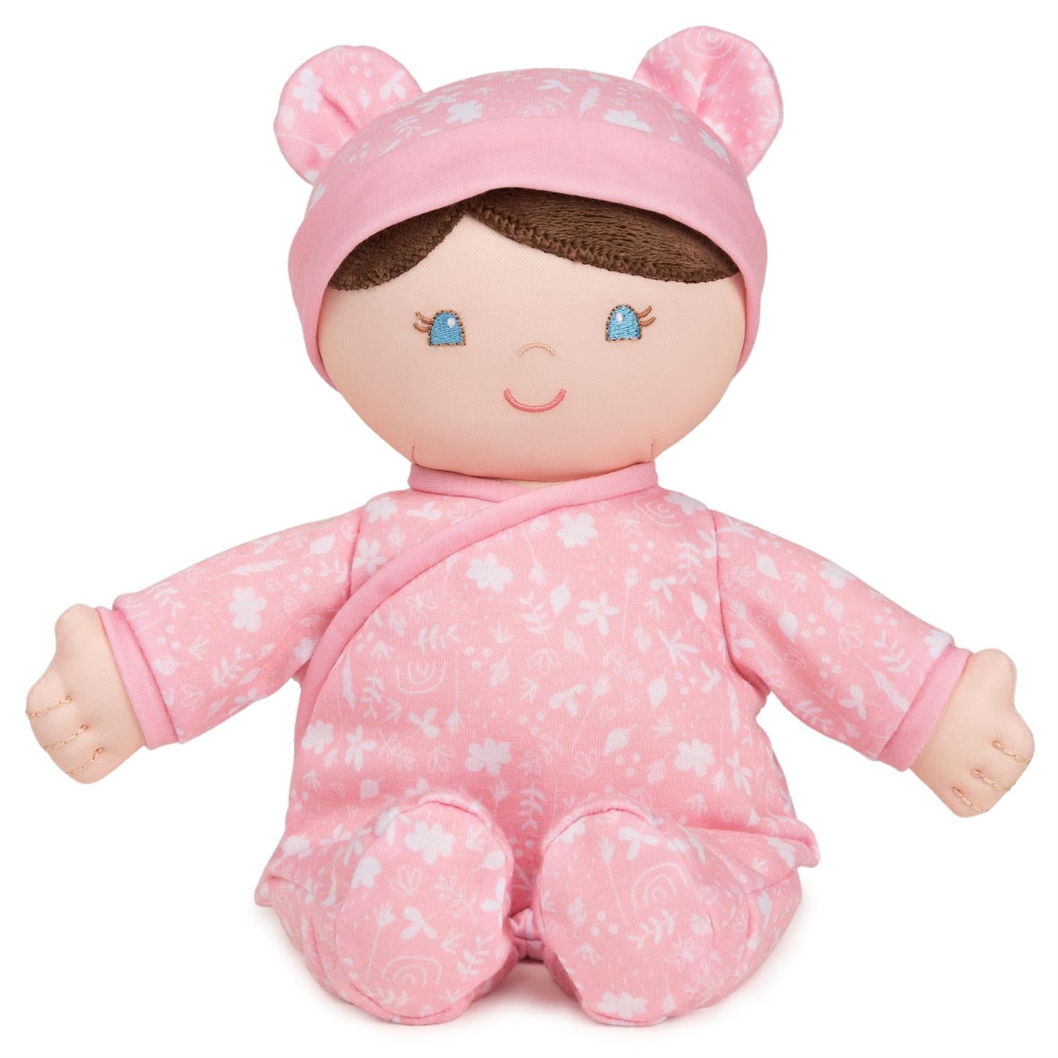Plush Baby Doll Sustainable Rosabella Dressed In A Pink Onesie by Homeportonline