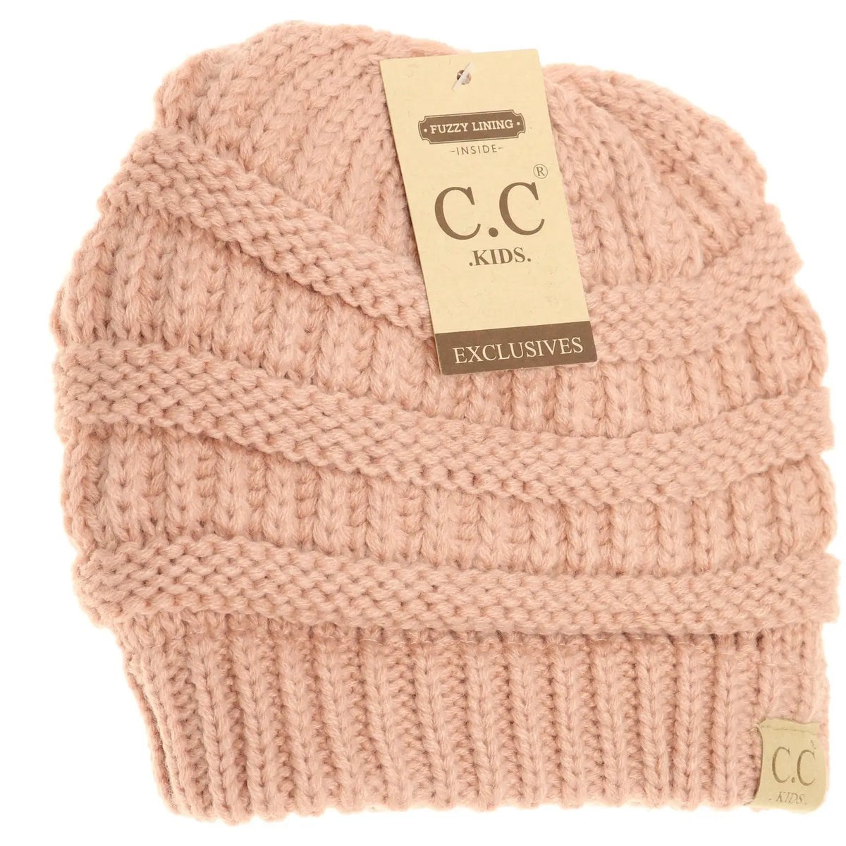 Kids Solid Fuzzy Lined Cc Beanie