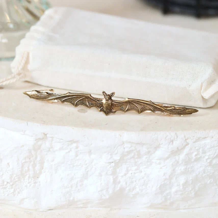 Bat Barrette: Halloween Hair Accessory: Black, Silver, Gold