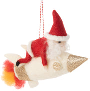Ornament - Felt Santa on Rocket Ship by Homeportonline