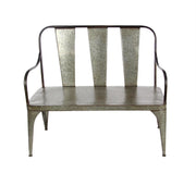 Silver Galvanized Metal Outdoor Farmhouse Bench by Homeportonline