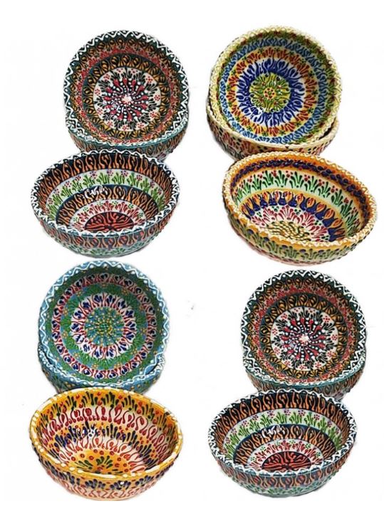 Bowl Ceramic Hand Painted Lace Design 3 Inch by Homeportonline
